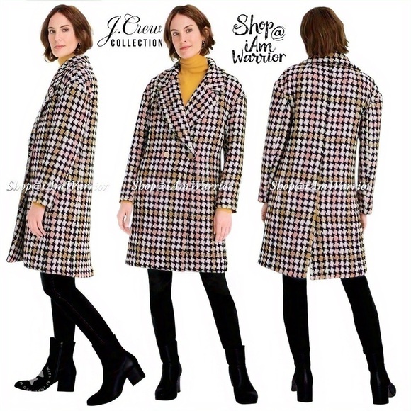 J.Crew Collection large check houndstooth double breasted coat *shop@iamwarrior - Picture 4 of 16